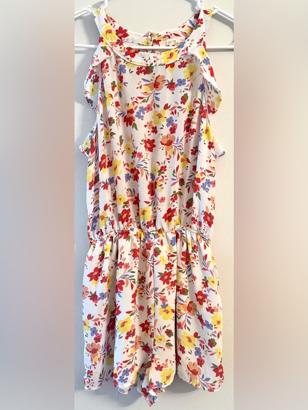 Le Lis Women's White Bright Floral Sleeveless Smocked Waist Romper Size S - Picture 2 of 11